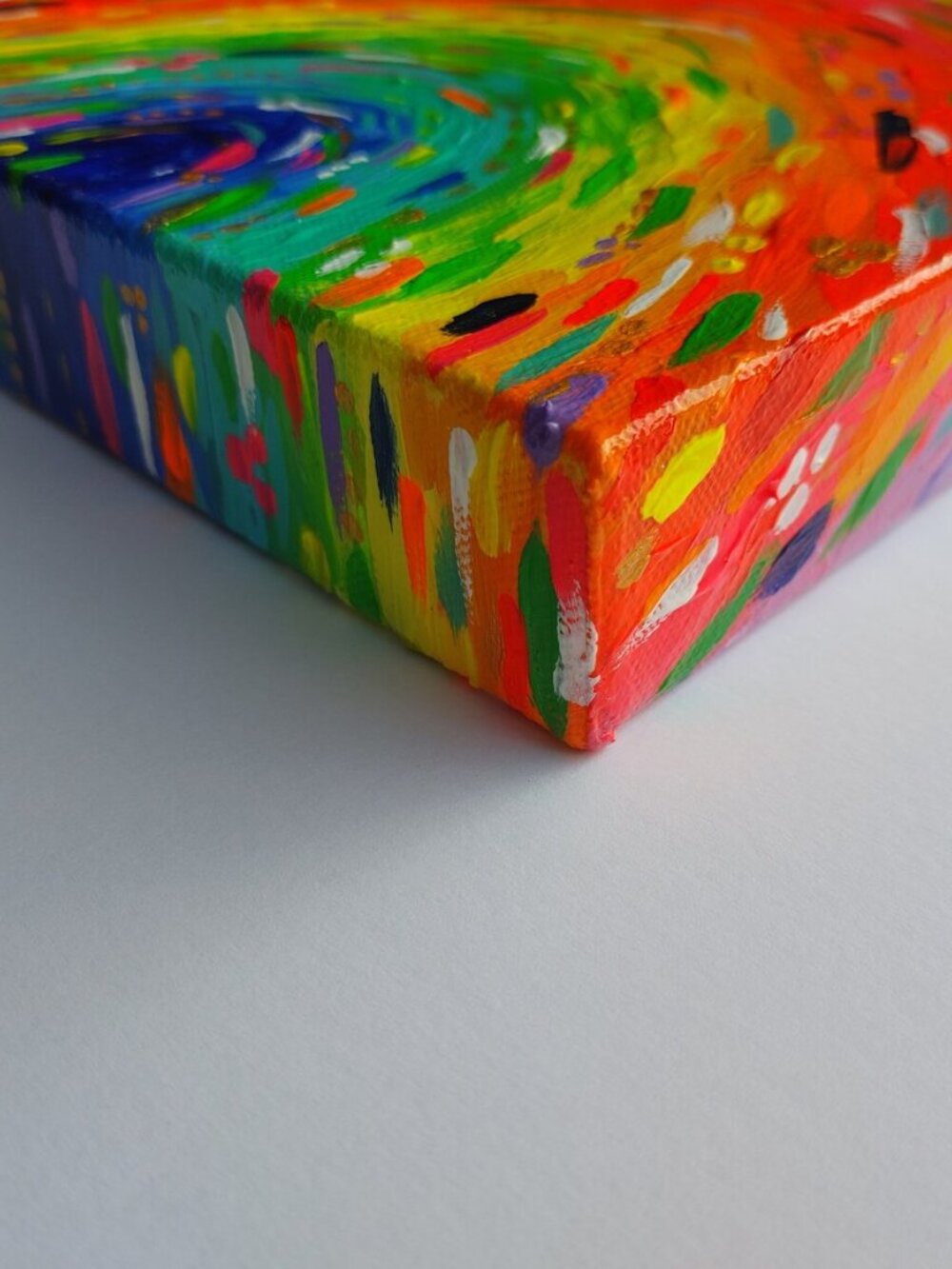 8"x10 Original Acrylic Rainbow Painting | Abstract Colorful Wall Art on canvas - Picture 3 of 14
